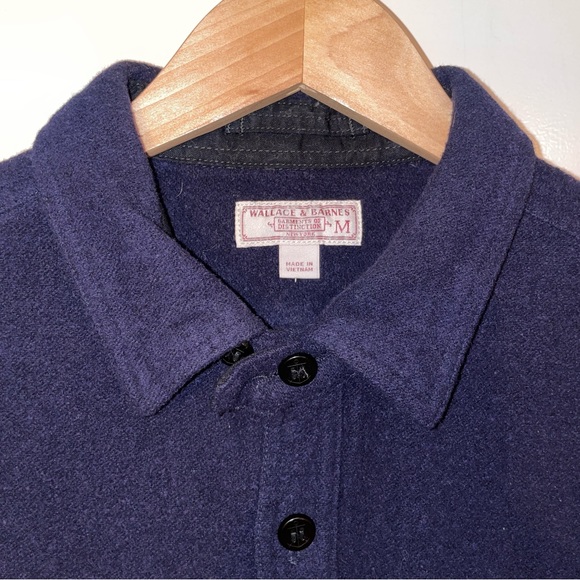 J Crew Wallace & Barnes Navy Blue Wool Blend Naval CPO Shirt Sz M - Picture 3 of 6